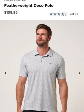 Travis Mathew Light Gray Short Sleeve Polo with Subtle Pattern